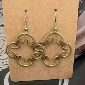 Brass and Copper Quatrefoil Earrings